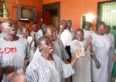 Outdoor service at womans prison in Kisumu, Uganda
